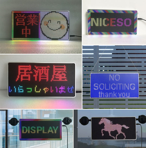 LED Sign P4 Indoor full Color Programmable Scrolling Message Display 12.9"x6.7" small size Message Board Car Rear Window Message Board Use APP Wi-Fi Control Perfect solution for advertising